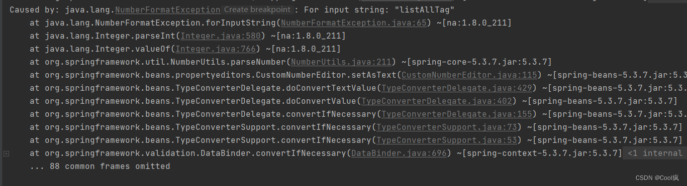 报错信息Failed to convert value of type ‘java.lang.String‘ to required type ‘java.lang.Integer‘